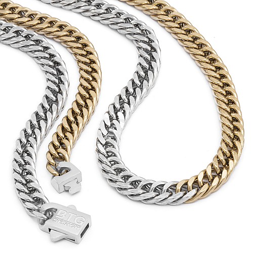 AVATAR 7MM Two Tone Necklace Stainless Steel 18K Gold Plated