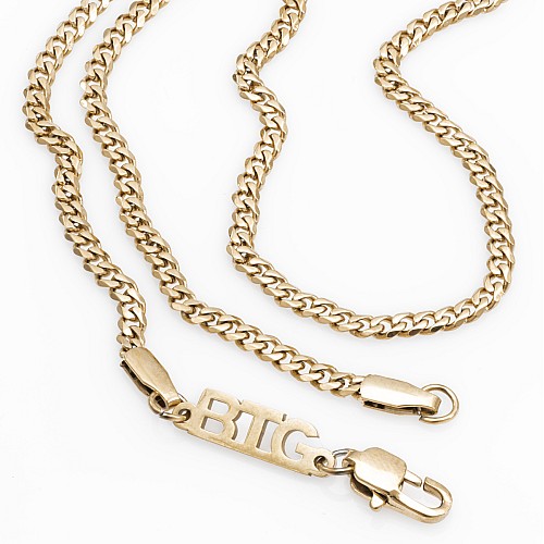 BTG FLAT 3MM Gold Necklace Stainless Steel 18K Gold Plated