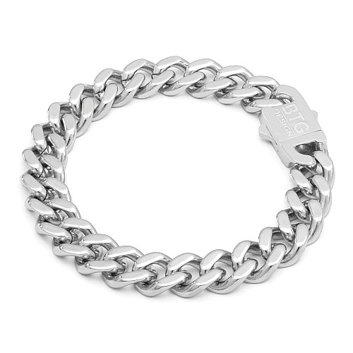 BTG CUBAN 9MM Silver Stainless Steel Bracelet 316L