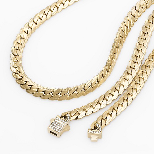 BTG SNAKE ZIRCON 7MM Gold Necklace Stainless Steel 18K Gold Plated