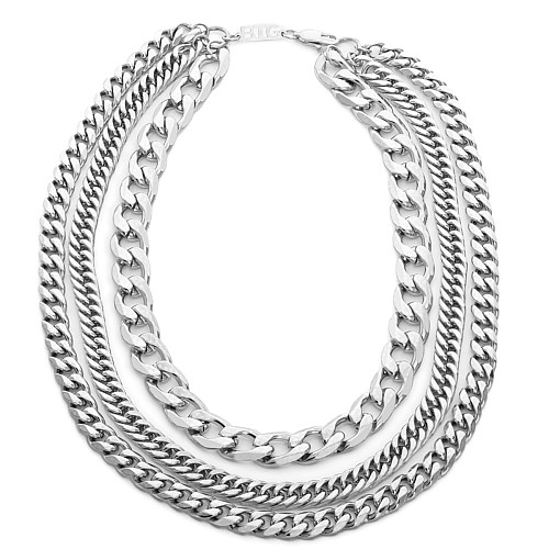 KATER 13MM Silver Triple Necklace Stainless Steel