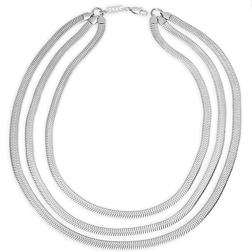 FILMY 7MM Silver Triple Chain Necklace Stainless Steel 316L