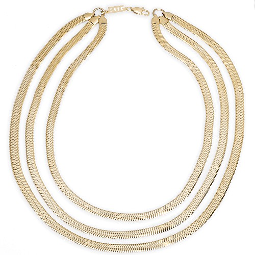 FILMY 7MM Gold Triple Neck Chain Stainless Steel 18Κ