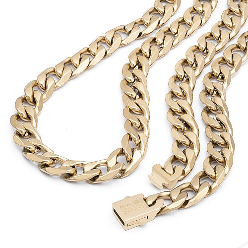 LIVED 13MM Gold 18K Gold Plated 316L Stainless Steel Neck Chain