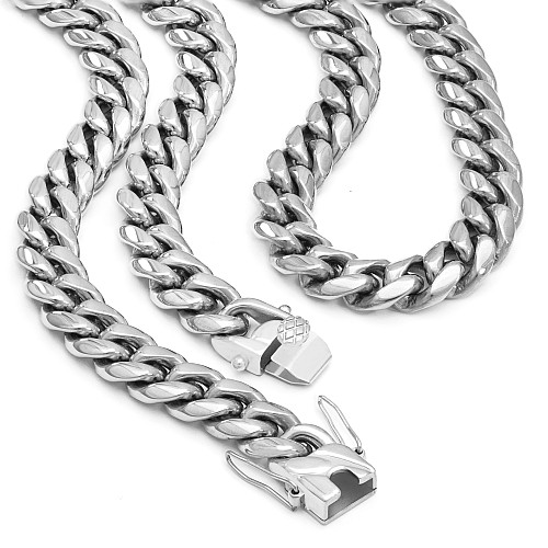 BTG MIAMI CLAP 10MM Silver Neck Chain Stainless Steel