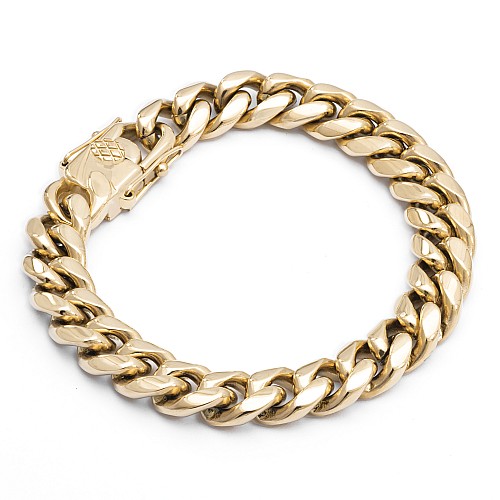 BTG MIAMI CLAP 10MM Gold Bracelet Stainless Steel 18K Gold Plated