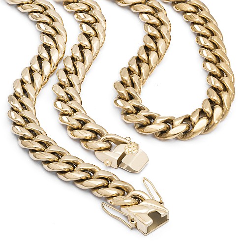 BTG MIAMI CLAP 10MM Gold Necklace Stainless Steel 18K Gold Plated