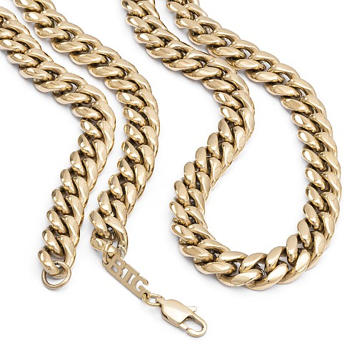 BTG MIAMI BASE 10MM Gold Necklace Stainless Steel 18K Gold Plated