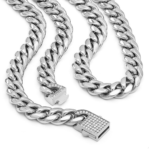 BTG MIAMI ZIRCON 10MM Silver Necklace Stainless Steel 316L