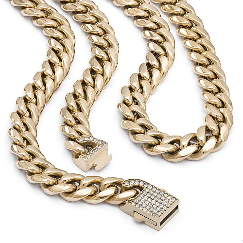 BTG MIAMI ZIRCON 10MM Gold Necklace 18K Stainless Steel