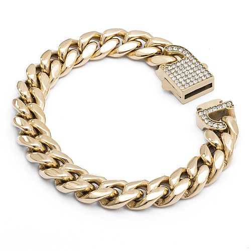 BTG MIAMI ZIRCON 10MM Gold Bracelet Stainless Steel 18K Gold Plated