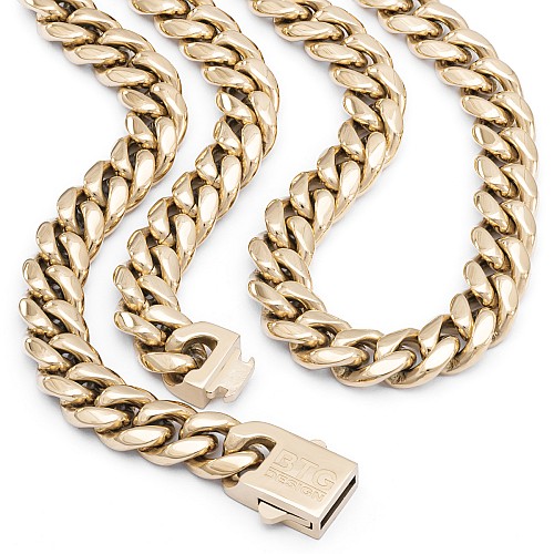 BTG MIAMI 10MM Gold Neck Chain Stainless Steel Gold Plated 18K