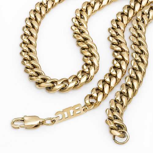 BTG MIAMI BASE 8MM Gold Necklace Stainless Steel 18K Gold Plated