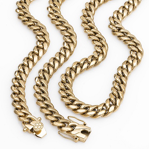 BTG MIAMI CLAP 8MM Gold Necklace Stainless Steel 18K Gold Plated