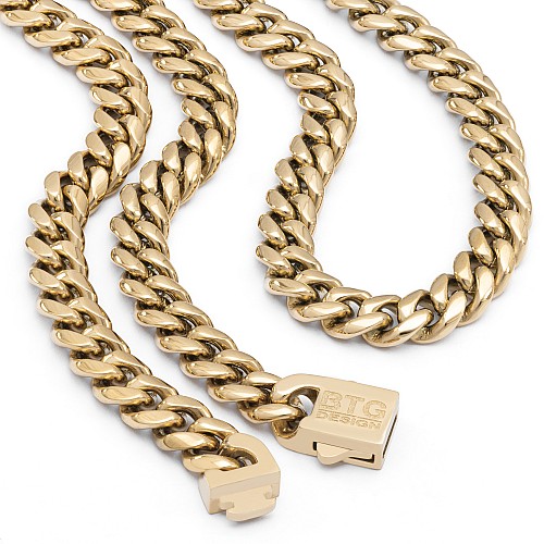 BTG MIAMI 8MM Gold Neck Chain Stainless Steel Gold Plated 18K