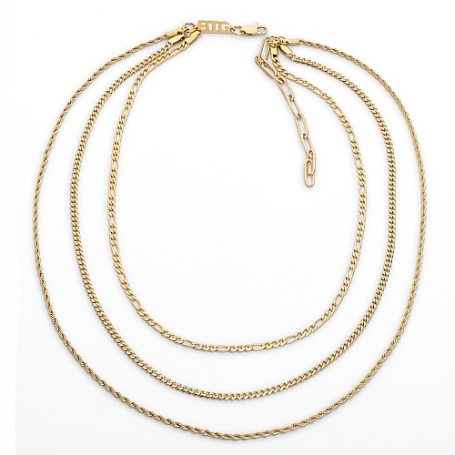 PENELOPE 2MM Gold Triple Necklace Stainless Steel