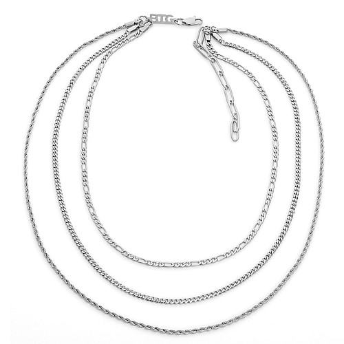 PENELOPE 2MM Silver Triple Necklace Stainless Steel