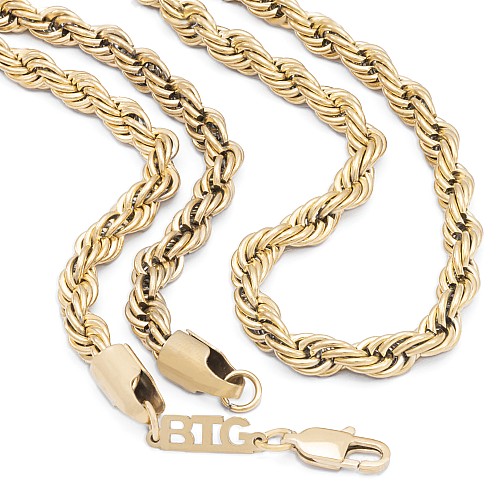 ROPE 6MM Gold Neck Chain from stainless steel 316L gold plated 18K