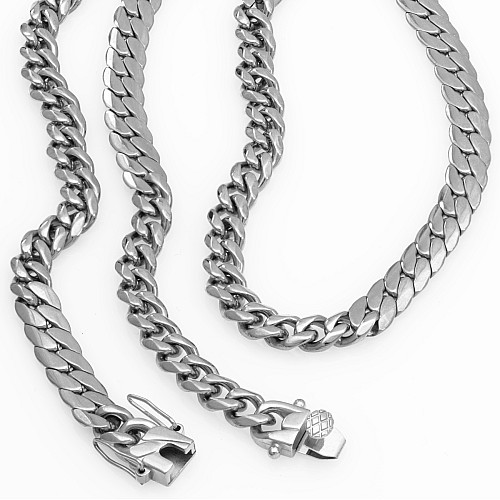 BTG FLAT DENNYS 8MM Silver Neck Chain Stainless Steel