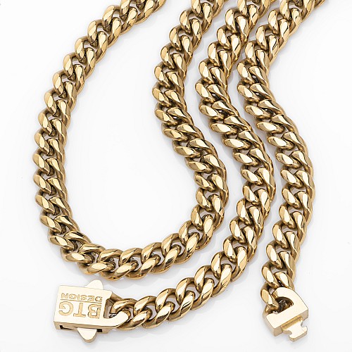 BTG MIRO 6MM Gold Neck Chain Made of Stainless Steel 316L Gold Plated 18K