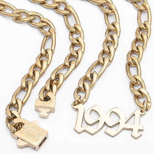 THE YEAR NAMEPLATE Gold Neck Necklace With Stainless Steel Gold Plated 18K