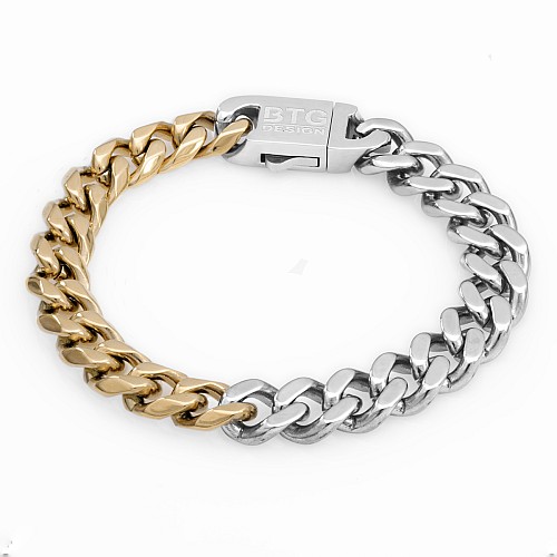 BTG CUBAN 9MM Two Tone Bracelet Stainless Steel 316L Gold Plated 18K