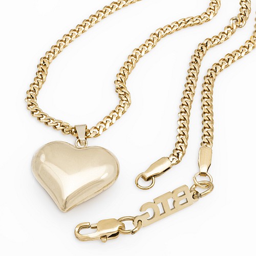 DEDO Gold Neck Necklace Heart Stainless Steel Gold Plated 18K