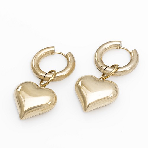 MACY Gold Earring Heart Stainless Steel Gold Plated 18K
