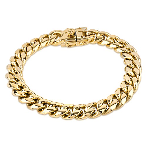 BTG DESIGN 10MM Gold Stainless Steel Bracelet 316L Gold Plated 14K