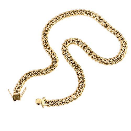 BTG DESIGN 8MM Gold Neck Chain Made of Stainless Steel 316L Gold Plated 14K