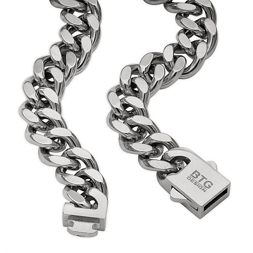 BTG CUBAN 9MM Silver Neck Chain made of 316L stainless steel