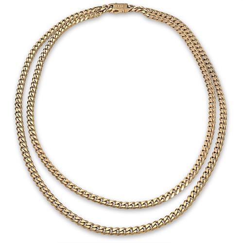 FIOR 5MM Gold Double Steel Necklace Necklace from Stainless Steel 316L Gold Plated 18K