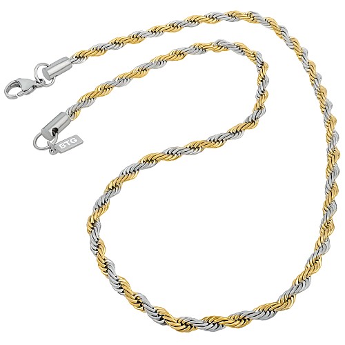 ROPE MIX 4MM Two-tone 316L stainless steel neck chain