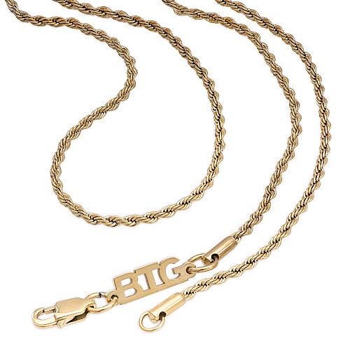 ROPE 2MM Gold Neck Chain Made of Stainless Steel 316L Gold Plated 14K