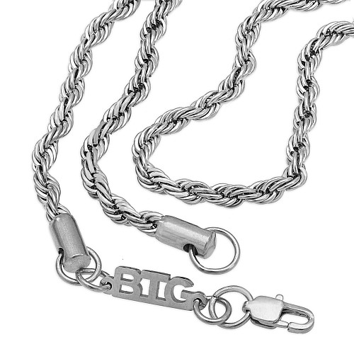 ROPE 4MM Silver Neck Chain made of 316L stainless steel