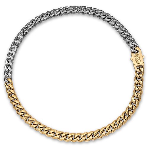 BTG MIAMI 10MM Two-tone Neck Chain Stainless Steel Gold Plated 18K