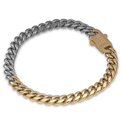 BTG MIAMI 6MM Two-tone Stainless Steel Bracelet 316L Gold Plated 18K