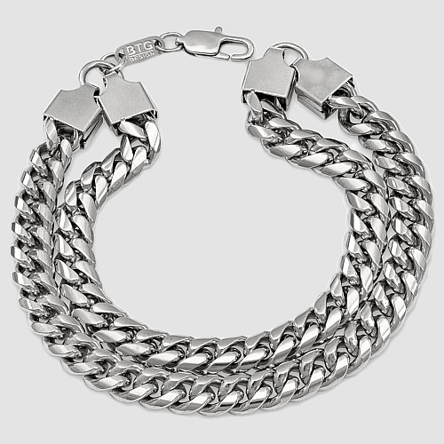 DOUBLE MIAMI 8MM Silver Stainless Steel Bracelet 316L