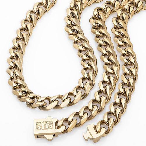 FIOR 7MM Gold Neck Chain 316L Stainless Steel Gold Plated 18K