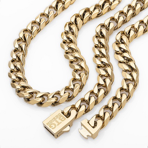 FIOR 9MM Gold Neck Chain 316L stainless steel gold plated 18K