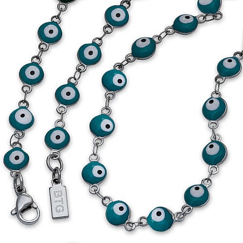 Emery Silver Neck Chain Stainless Steel 316L blue stones
