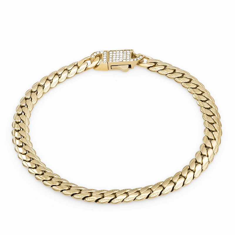 BTG SNAKE ZIRCON 7MM Gold Bracelet Stainless Steel Gold